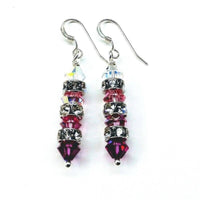 Alexa Martha Designs Earrings Default Title / Hot Pink Alexa Martha Designs Hot Pink Ombre Stacked Crystal Sterling Silver Earrings