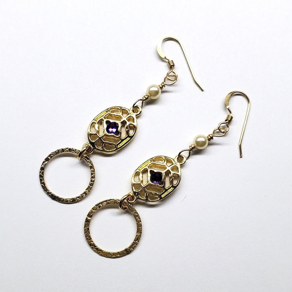 Alexa Martha Designs Earrings Default Title / Purple Alexa Martha Designs Gold Filled Purple Crystal Circle Earrings