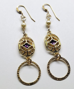 Alexa Martha Designs Earrings Default Title / Purple Alexa Martha Designs Gold Filled Purple Crystal Circle Earrings