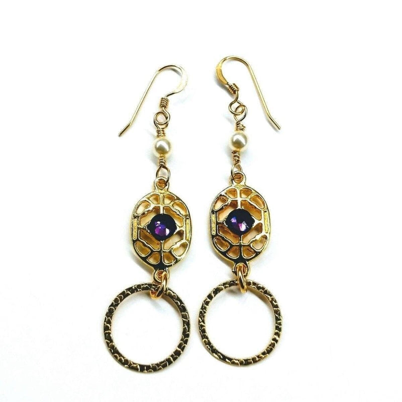 Alexa Martha Designs Earrings Default Title / Purple Alexa Martha Designs Gold Filled Purple Crystal Circle Earrings