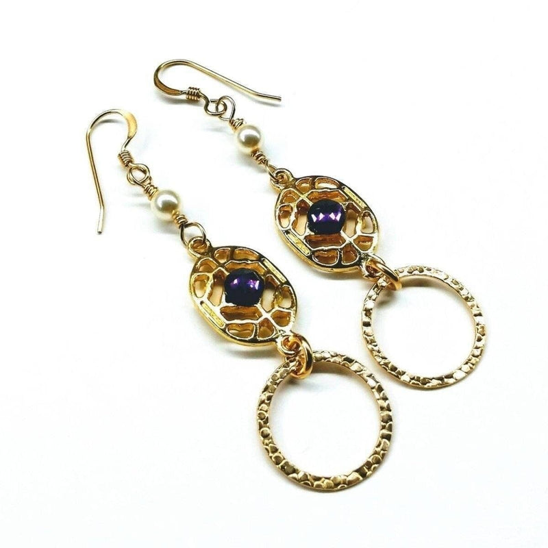 Alexa Martha Designs Earrings Default Title / Purple Alexa Martha Designs Gold Filled Purple Crystal Circle Earrings