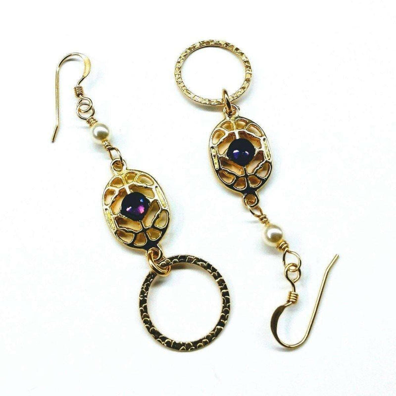 Alexa Martha Designs Earrings Default Title / Purple Alexa Martha Designs Gold Filled Purple Crystal Circle Earrings