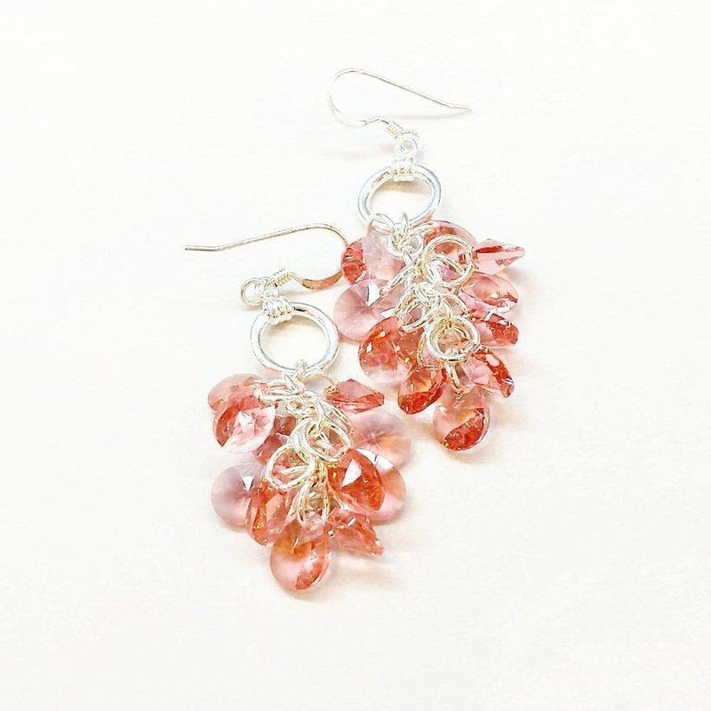 Alexa Martha Designs Earrings Default Title / Rose Peach Alexa Martha Designs Rose Peach Crystal Sterling Silver Cluster Earrings