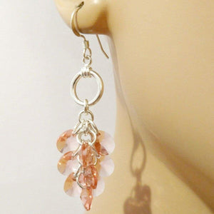 Alexa Martha Designs Earrings Default Title / Rose Peach Alexa Martha Designs Rose Peach Crystal Sterling Silver Cluster Earrings