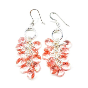 Alexa Martha Designs Earrings Default Title / Rose Peach Alexa Martha Designs Rose Peach Crystal Sterling Silver Cluster Earrings