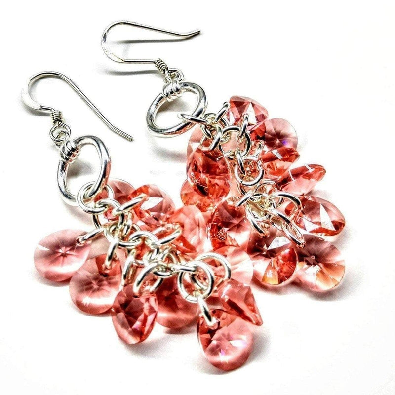 Alexa Martha Designs Earrings Default Title / Rose Peach Alexa Martha Designs Rose Peach Crystal Sterling Silver Cluster Earrings