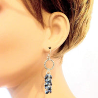 Alexa Martha Designs Earrings Default Title / Silver/Denim Blue Alexa Martha Designs Sterling Silver Denim Blue Crystal Cluster Earrings