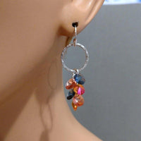 Alexa Martha Designs Earrings Default Title / Silver/Multi Alexa Martha Designs Silver Circle Multi Color Crystal Drop Dangle Earrings