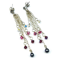 Alexa Martha Designs Earrings Default Title / Silver/Pearl Alexa Martha Designs Long Sterling Silver Crystal  Pearl Tassel Earrings