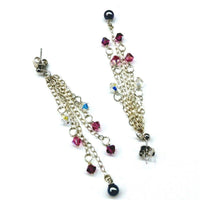 Alexa Martha Designs Earrings Default Title / Silver/Pearl Alexa Martha Designs Long Sterling Silver Crystal  Pearl Tassel Earrings