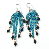 Alexa Martha Designs Earrings Default Title / Turquoise Alexa Martha Designs Turquoise Tassel Chain Black Crystal Earrings