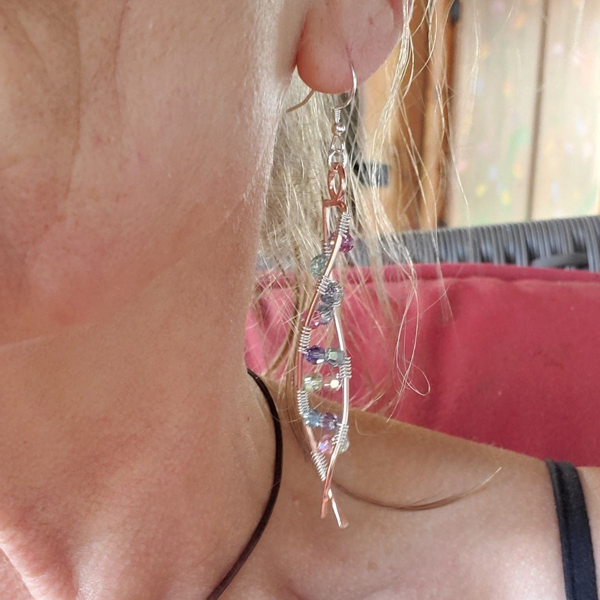 Alexa Martha Designs Earrings DNA Strand Double Helix Long Crystal Earrings
