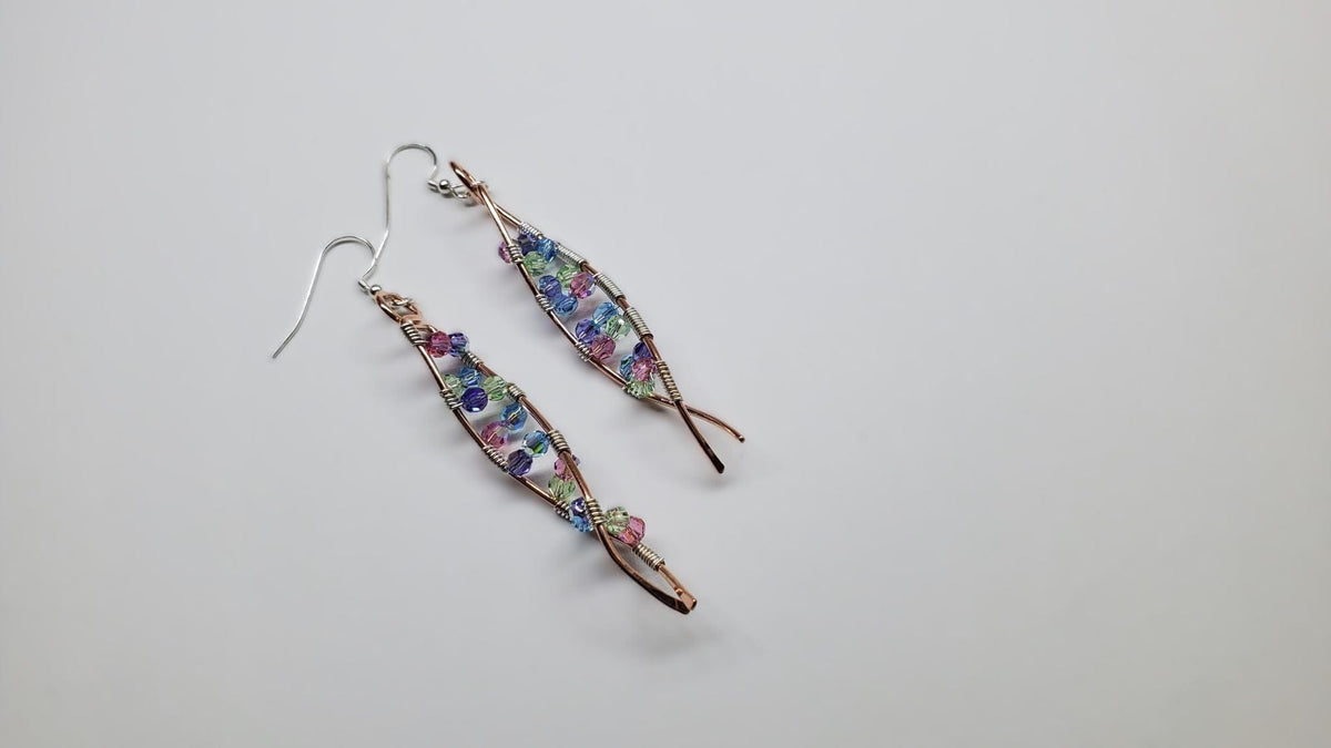 Alexa Martha Designs Earrings DNA Strand Double Helix Long Crystal Earrings