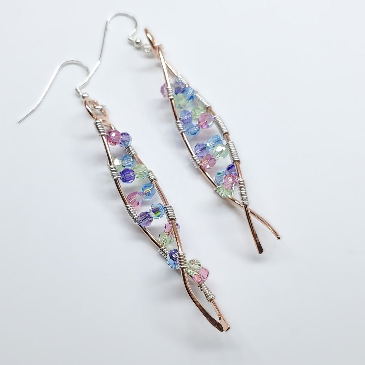 Alexa Martha Designs Earrings DNA Strand Double Helix Long Crystal Earrings