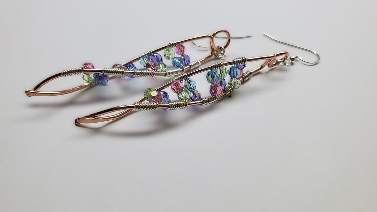 Alexa Martha Designs Earrings DNA Strand Double Helix Long Crystal Earrings