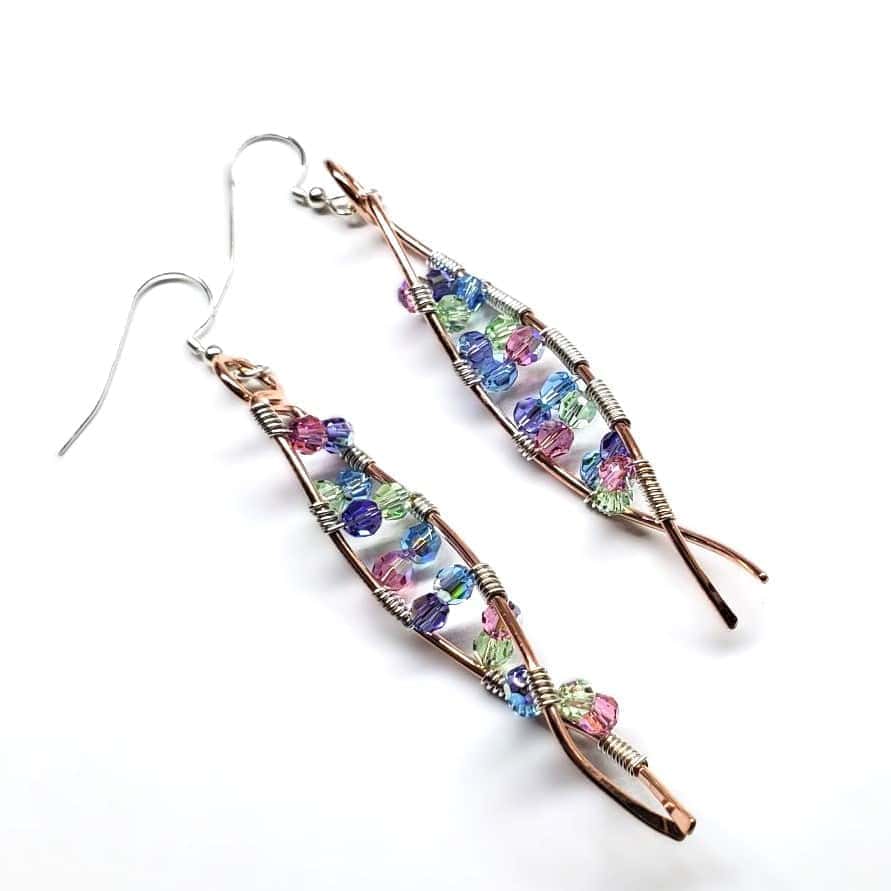 Alexa Martha Designs Earrings DNA Strand Double Helix Long Crystal Earrings