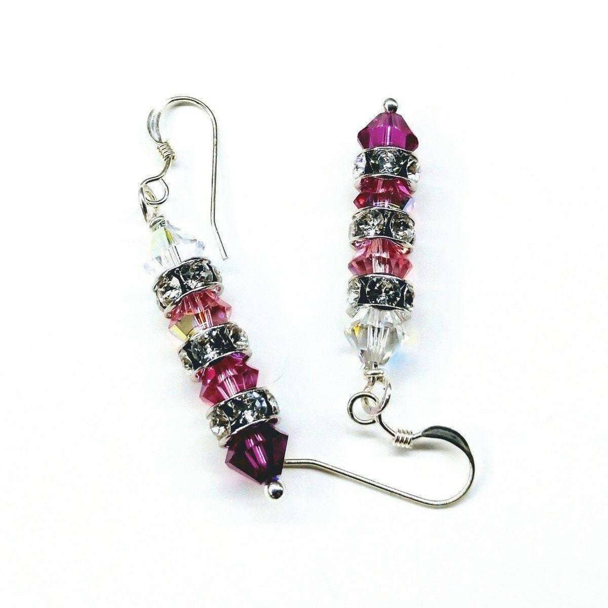 Alexa Martha Designs Earrings Hot Pink Ombre Stacked Crystal Sterling Silver Earrings
