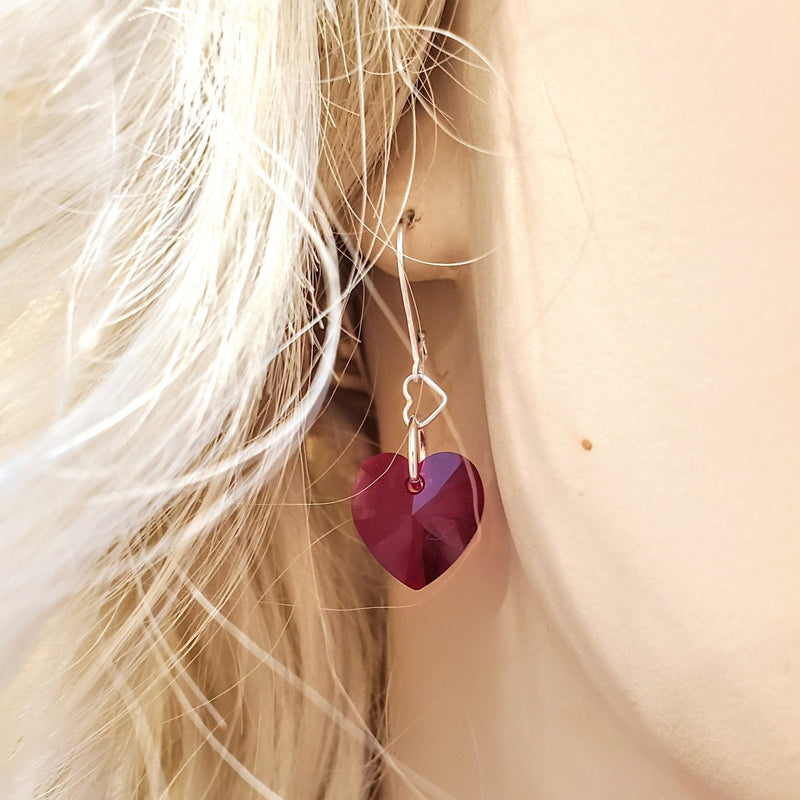 Alexa Martha Designs Earrings Sterling Silver Red Heart Crystal I Love You Jesus Earrings