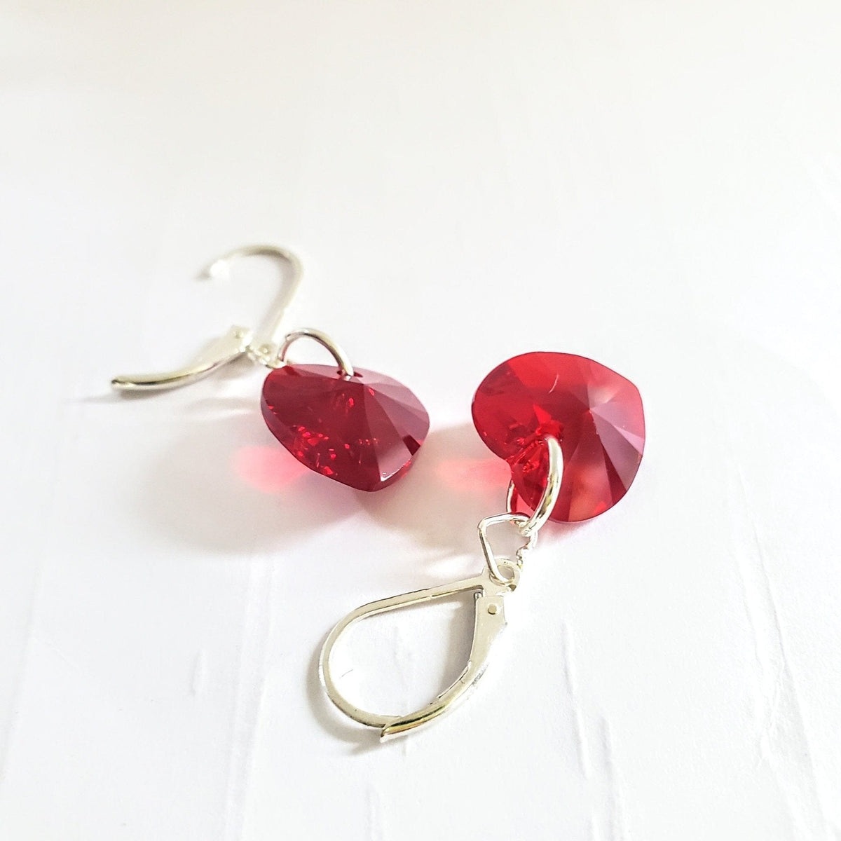 Alexa Martha Designs Earrings Sterling Silver Red Heart Crystal I Love You Jesus Earrings