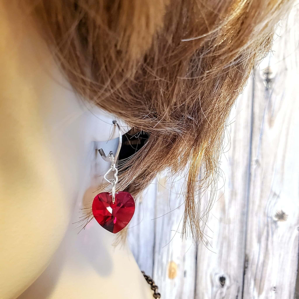 Alexa Martha Designs Earrings Sterling Silver Red Heart Crystal I Love You Jesus Earrings