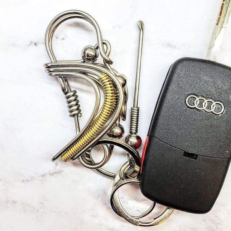 Alexa Martha Designs Key Chain Wire Coiled Birdie Keychain For Him - Limited Edition