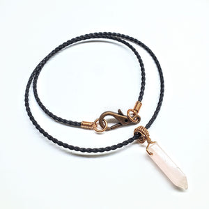 Alexa Martha Designs Men's Pendant Alexa Martha Designs Men's Rustic Wire Wrapped Pointed Gemstone Crystal Leather Necklace