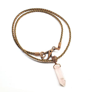 Alexa Martha Designs Men's Pendant Alexa Martha Designs Men's Rustic Wire Wrapped Pointed Gemstone Crystal Leather Necklace