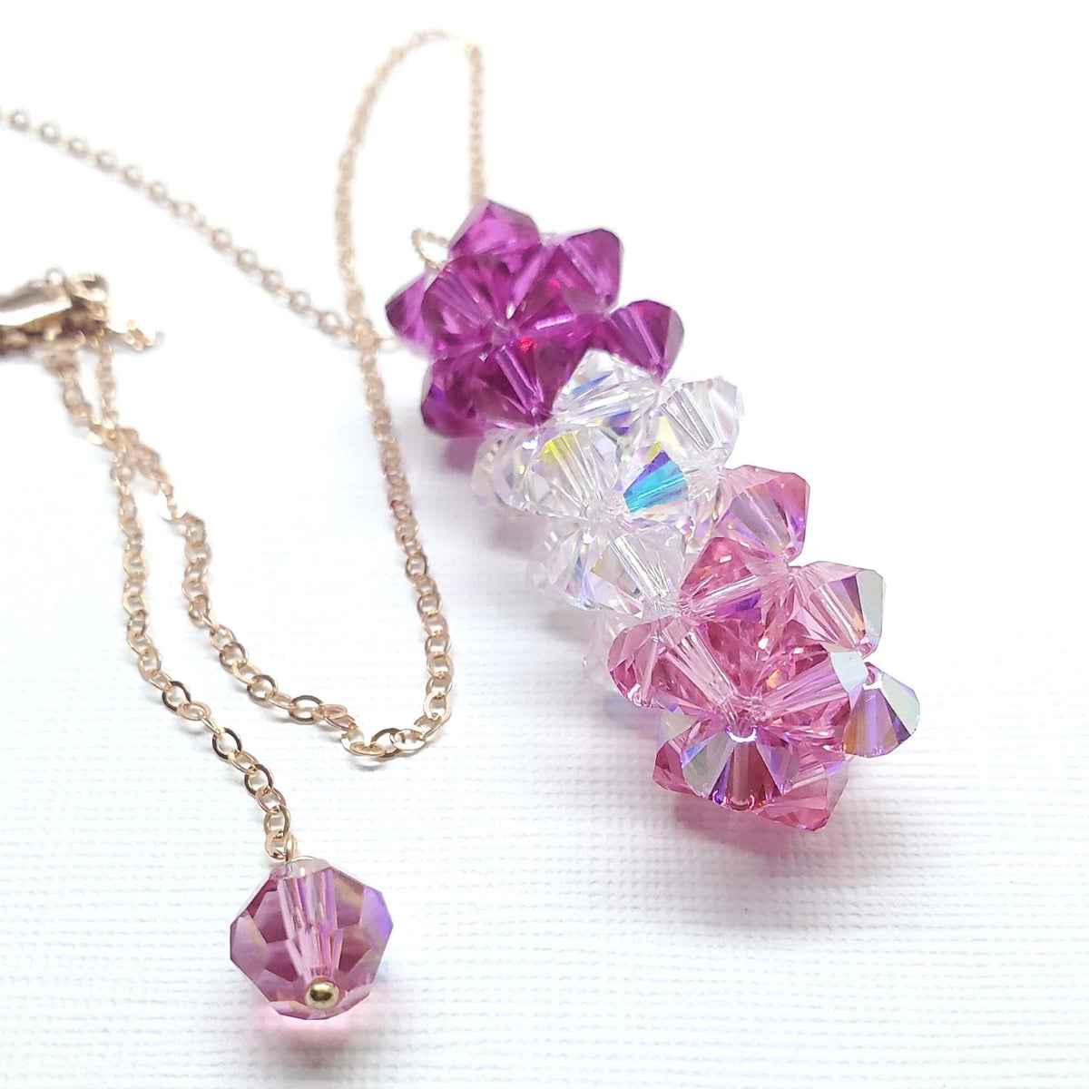 Alexa Martha Designs Necklace 14 K Rose Gold Fill Super Sparkly Mom Crystal Pillar Pendant Necklace