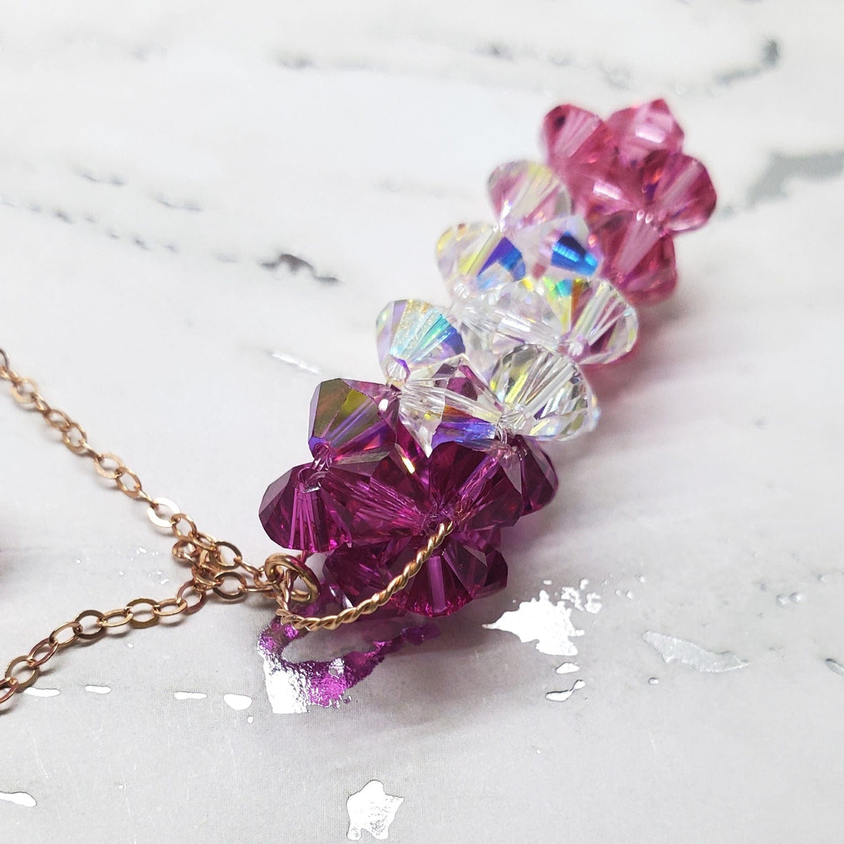 Alexa Martha Designs Necklace 14 K Rose Gold Fill Super Sparkly Mom Crystal Pillar Pendant Necklace
