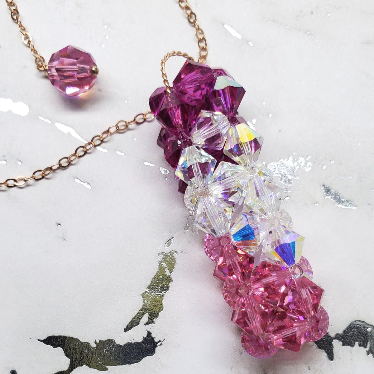 Alexa Martha Designs Necklace 14 K Rose Gold Fill Super Sparkly Mom Crystal Pillar Pendant Necklace