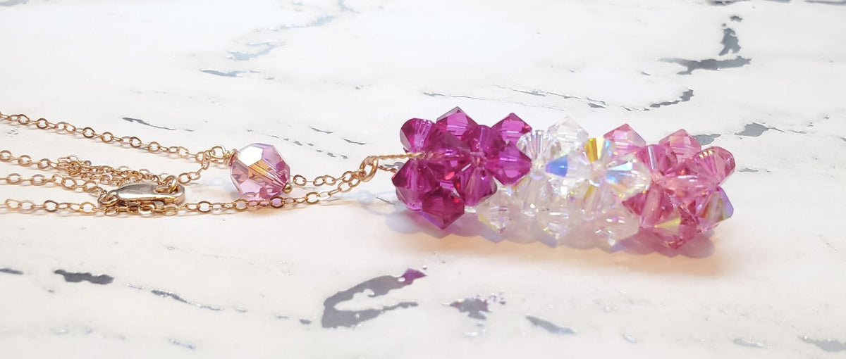 Alexa Martha Designs Necklace 14 K Rose Gold Fill Super Sparkly Mom Crystal Pillar Pendant Necklace