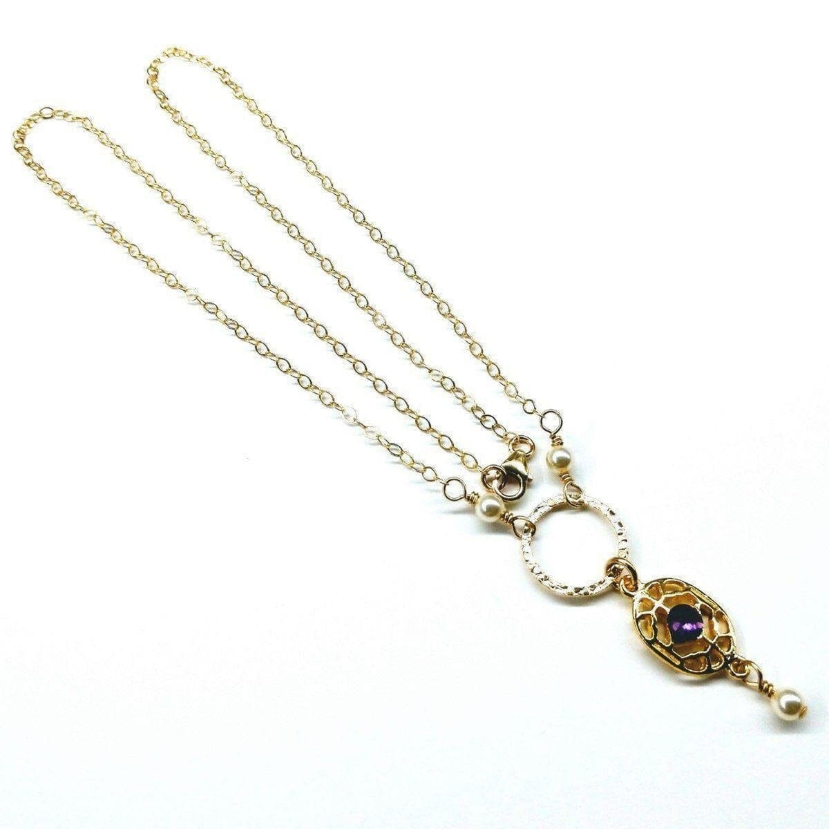 Alexa Martha Designs Necklace 14 KT Gold-Filled Purple Crystal Circle  Filigree Necklace
