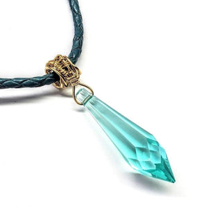 Alexa Martha Designs Necklace 16 inches Alexa Martha Designs Gold Wrapped Aqua Crystal Teardrop Leather Choker Necklace