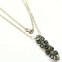 Alexa Martha Designs Necklace 18 inches / Black Diamond AB Alexa Martha Designs Gold Vertical Beaded Crystal Bar Necklace