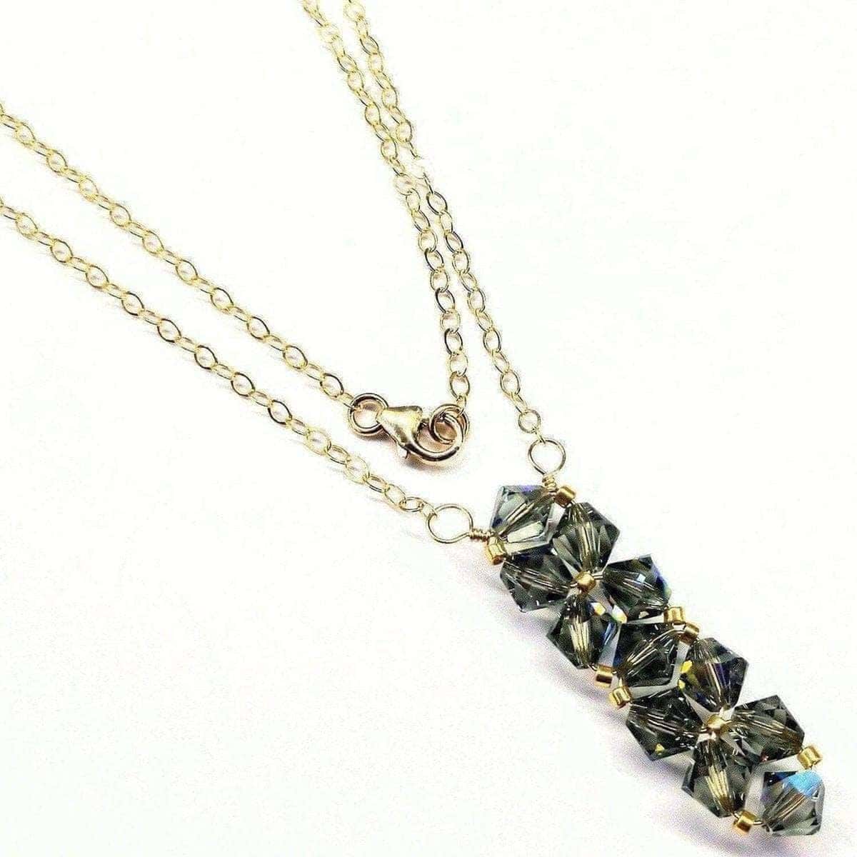 Alexa Martha Designs Necklace 18 inches / Black Diamond AB Gold Wire Bead-Woven Rock Candy Crystal Bar Necklace