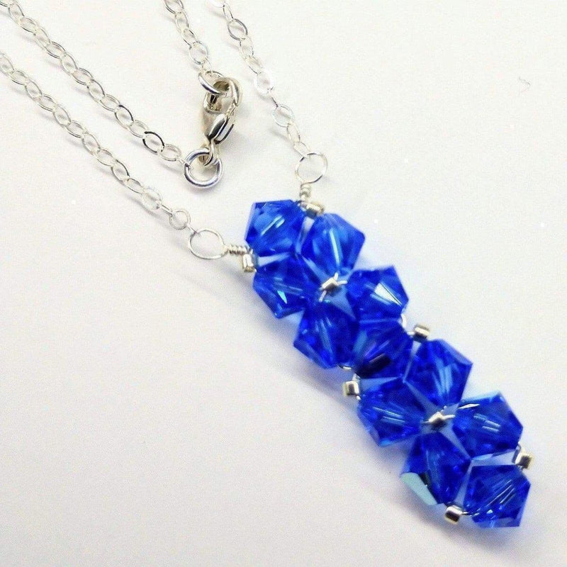 Alexa Martha Designs Necklace 18 inches / Blue Alexa Martha Designs Silver Vertical Beaded Crystal Bar Necklace