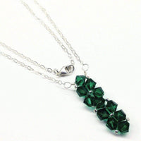 Alexa Martha Designs Necklace 18 inches / Dark Green Alexa Martha Designs Silver Vertical Beaded Crystal Bar Necklace