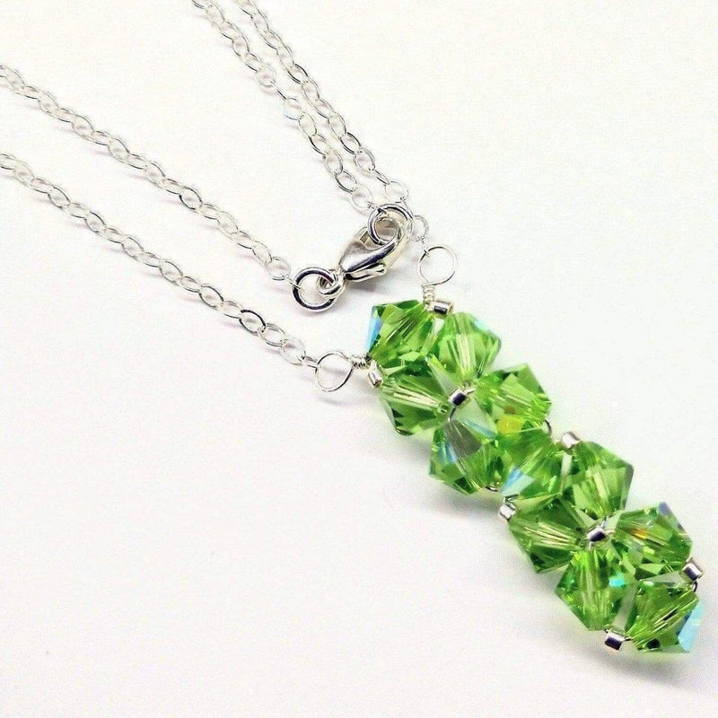 Alexa Martha Designs Necklace 18 inches / Light Green Alexa Martha Designs Silver Vertical Beaded Crystal Bar Necklace