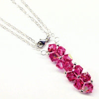 Alexa Martha Designs Necklace 18 inches / Pink Alexa Martha Designs Silver Vertical Beaded Crystal Bar Necklace