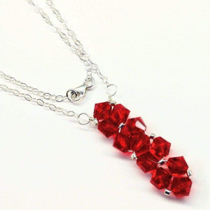 Alexa Martha Designs Necklace 18 inches / Red Alexa Martha Designs Silver Vertical Beaded Crystal Bar Necklace