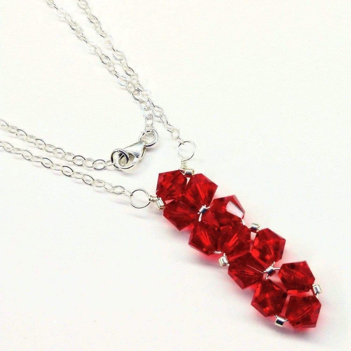 Alexa Martha Designs Necklace 18 inches / Red Handmade Wire Woven Crystal Rock Candy Necklace in Various Colors