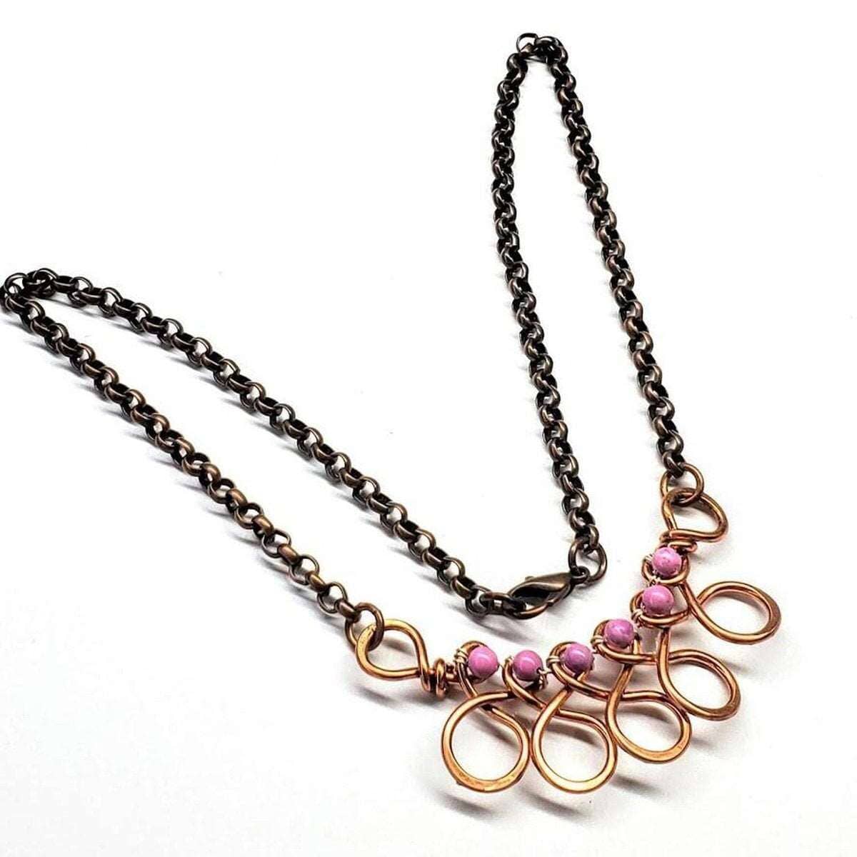 Alexa Martha Designs Necklace Alexa Martha Designs Copper Wire Wrapped Sculpted Pink Gemstone Necklace