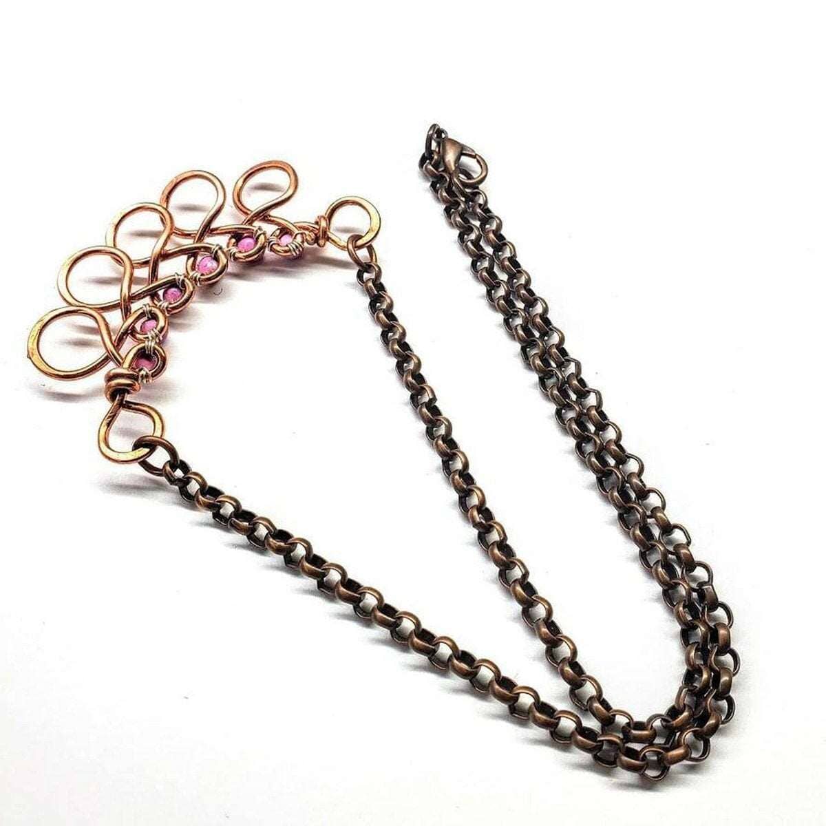 Alexa Martha Designs Necklace Alexa Martha Designs Copper Wire Wrapped Sculpted Pink Gemstone Necklace