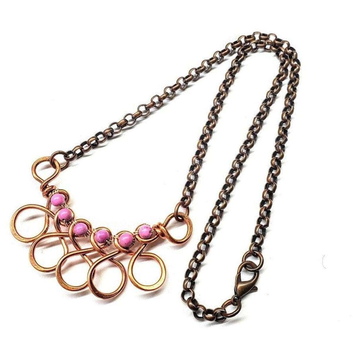 Alexa Martha Designs Necklace Alexa Martha Designs Copper Wire Wrapped Sculpted Pink Gemstone Necklace