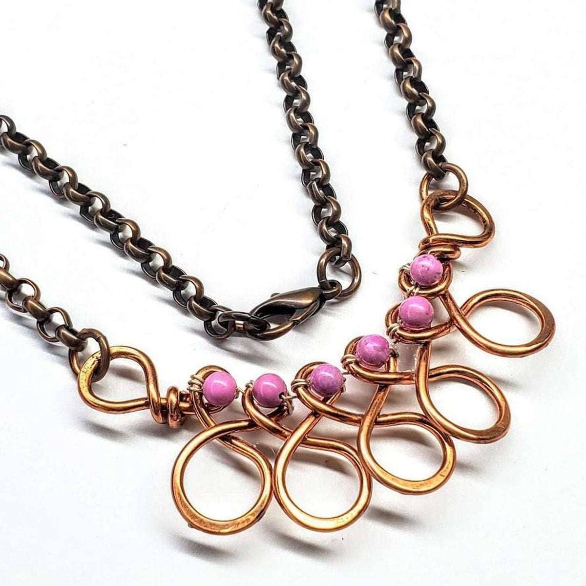 Alexa Martha Designs Necklace Alexa Martha Designs Copper Wire Wrapped Sculpted Pink Gemstone Necklace