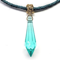 Alexa Martha Designs Necklace Alexa Martha Designs Gold Wrapped Aqua Crystal Teardrop Leather Choker Necklace