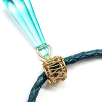 Alexa Martha Designs Necklace Alexa Martha Designs Gold Wrapped Aqua Crystal Teardrop Leather Choker Necklace