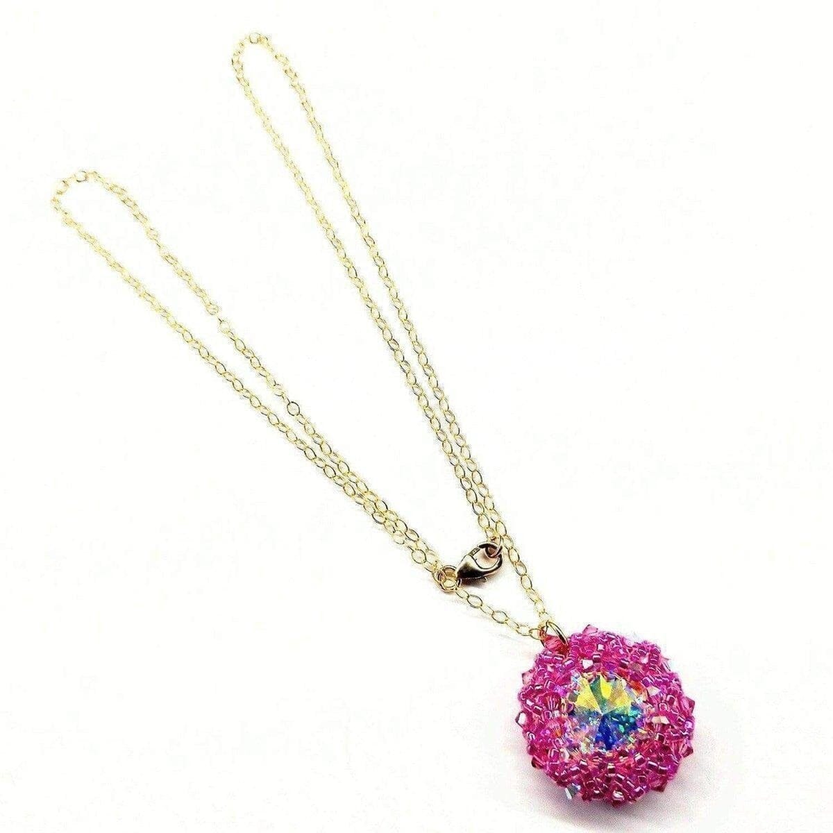 Alexa Martha Designs Necklace Alexa Martha Designs Pink Beaded Super Sparkly Rivoli Crystal Necklace