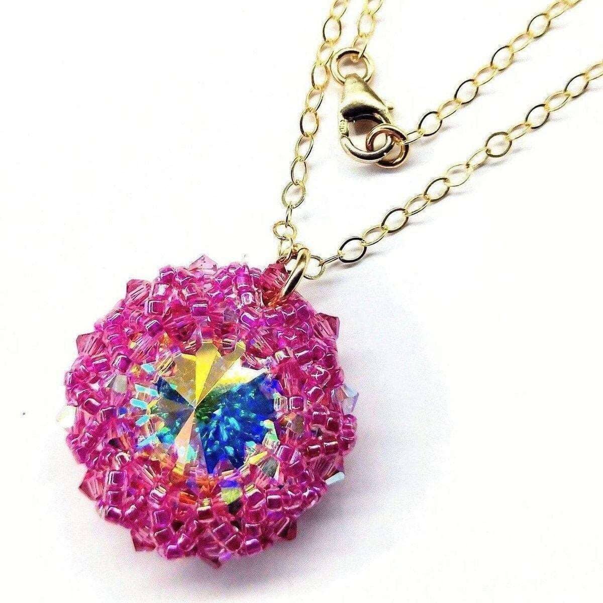 Alexa Martha Designs Necklace Alexa Martha Designs Pink Beaded Super Sparkly Rivoli Crystal Necklace