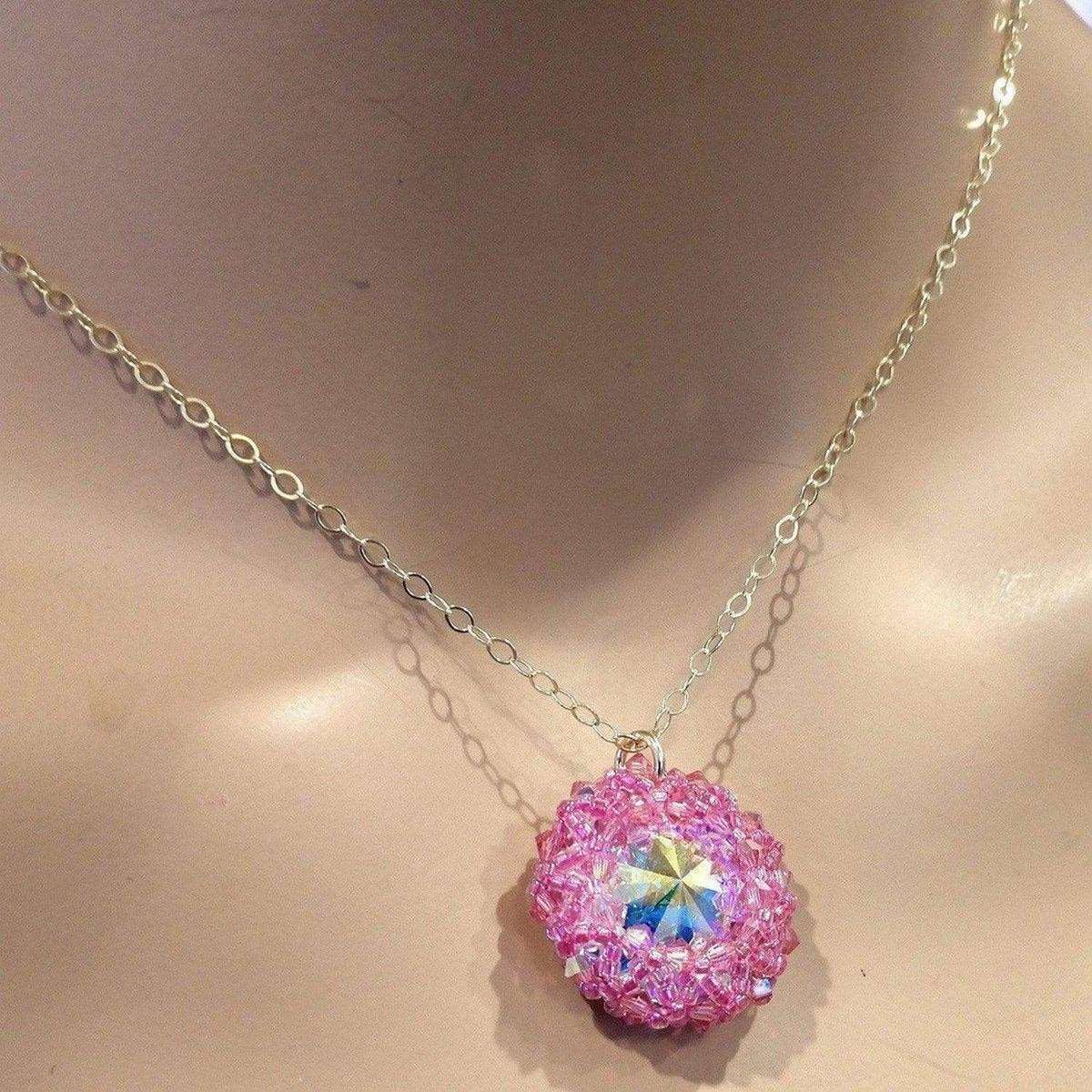 Alexa Martha Designs Necklace Alexa Martha Designs Pink Beaded Super Sparkly Rivoli Crystal Necklace